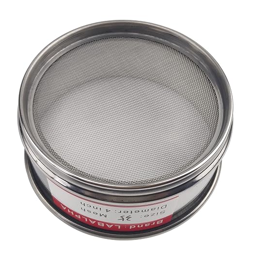 LABALPHA 35 Mesh Lab Sieves, Test Sieve #35 Mesh, 4'' Diameter, 304 Stainless Steel Wire Cloth (0.5mm)