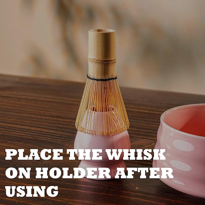 Pink Matcha Whisk Set 5pcs Matcha Set With A Bowl, Mini Whisk And Holder, Bamboo Scoop And Stainless Steel Sifter Perfect Matcha Kit For Gifts