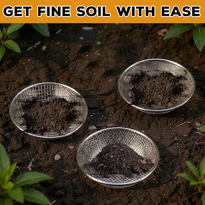 Sifter.Size 1/4" Mesh Soil Sifter Sieve - Heavy Duty Galvanized Screen for Compost, Dirt, Rocks, Gravel & Garden - Fits 5 Gallon Bucket, Rust-Resistant - Composting & Sifting Tool
