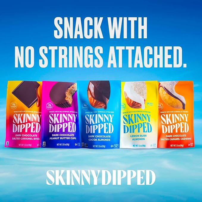 SkinnyDipped Faves Variety Pack, Healthy Snack, Plant Protein, Gluten Free, Pack of 6