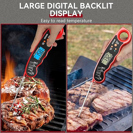 Digital Meat Thermometer Instant Read Meat Thermometer Food Thermometer for Grill and Cooking with Backlight & Calibration, Perfect for Grill, Smoker, Turkey, Candy Making by QPEUIM