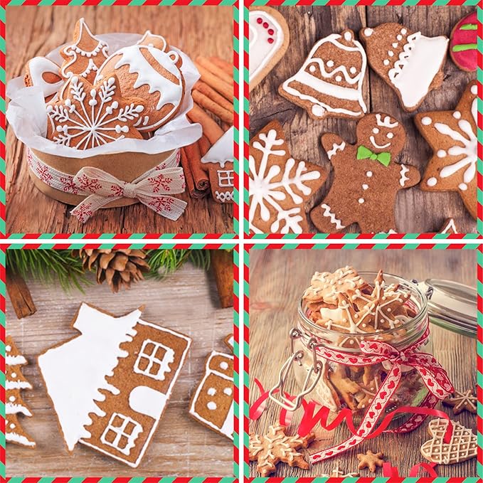 15 Pcs Christmas Cookie Cutters, Holiday Cookie Cutters Including Snowman, Gingerbread, Christmas Tree, Snowflake Gingerbread Shapes and More for Holiday Party Food Decorations and Baking