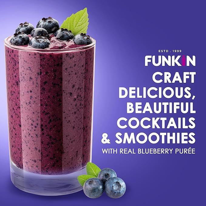 Funkin Fruit Puree | Real Fruit, Simple Ingredient, Natural Mixer for Cocktails, Drinks, Smoothies | Vegan, Non-GMO, Gluten-Free (2.2 lbs) (Blueberry)