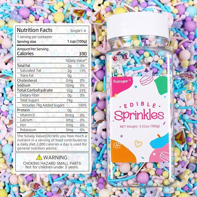 Unicorn Sprinkles Mix | Pink Blue Purple Rainbow | Sprinkles for Cake Decorating | Cupcake Toppers | Ice Cream | Cookie | Fancy Candy | 3.52oz