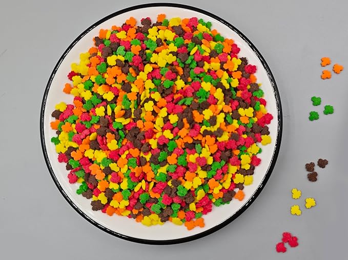Edible Colorful Fall Mini Maple Leaves Thanksgiving Confetti Sprinkles for Cake Decorating Cookie Cupcake Topper Baking Autumn Decorations, 3.7 oz