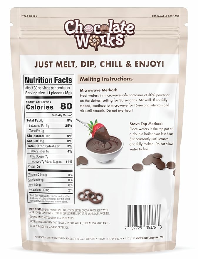 Chocolate Works Melting Chocolate Parent (1.0 lb (Pack of 5), Dark Chocolate)