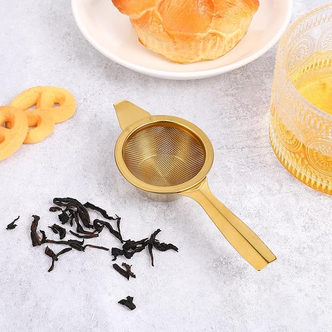 2.2" Gold Matcha Sifter Strainer 30 Fine Mesh Strainer Small Sifters for Matcha Stainless Steel Sieve Sifter with Handle, Small Metal Strainers for Loose Tea Coffee Cocktail