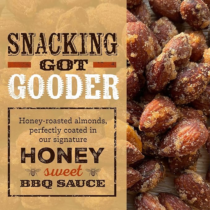 Rufus Teague Hot BBQ Honey Roasted Almonds – Sweet, Spicy & Smoky Gourmet Snacks, 9 oz Resealable Pouch for Freshness, 2 Pack