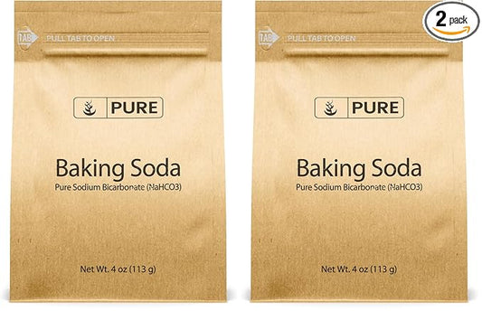 Pure Original Ingredients Sodium Bicarbonate (Baking Soda) (4 oz) Always Pure, No Fillers Or Additives, Eco-Friendly Packaging (Pack of 2)