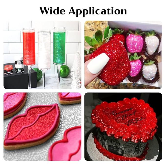 Red Edible Glitter – 6g Luster Dust Drink Glitter, Food Grade Shimmer Powder for Cocktails, Cakes, Beverages, Chocolate & Candy