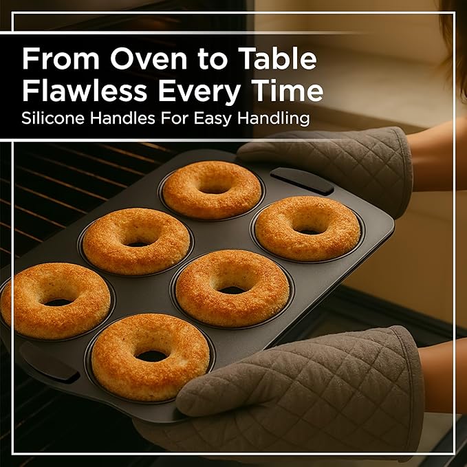 Wrenbury Donut Pan for Baking 6 Cup Jumbo Set of 2 - Non Toxic Large Doughnut Mold Baking Tray - Carbon Steel Bagel Molds - 3.5” Cup - Easy Clean