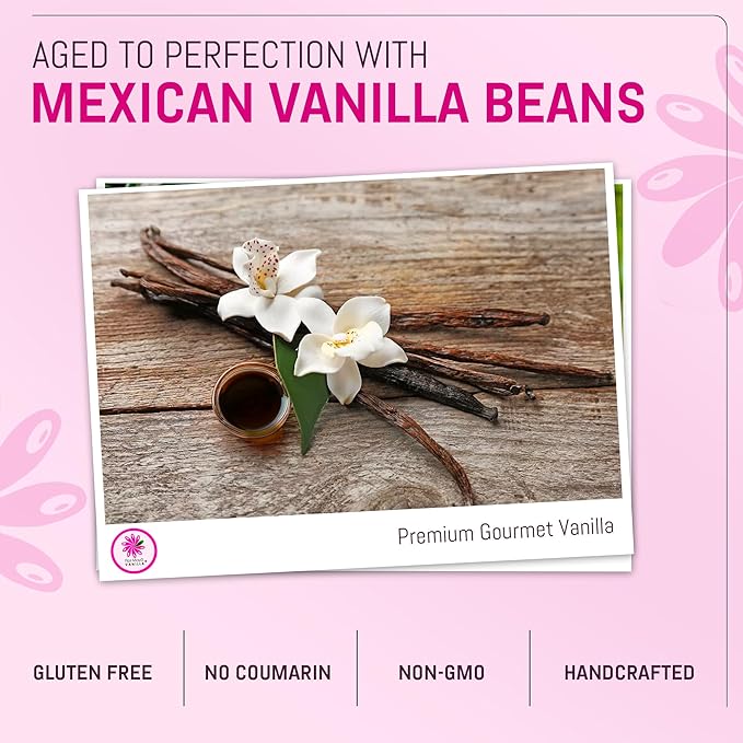 Flor Maya Premium Aged Pure Vanilla Extract – Handcrafted from Prime Mexican Vanilla Beans - Ideal for Gourmet Cooking & Baking Supplies – Gluten-Free, Non-GMO No Coumarin, – 16.9 Fl Oz (500 ml)