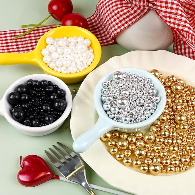 Dazzjoy Mix Pearl Sprinkles, Food Grade, Edible Pearls for Cake Decorating, 150g/5.29oz, Cake Decoration & Cupcake Topper, Wedding Party Valentines Supplies