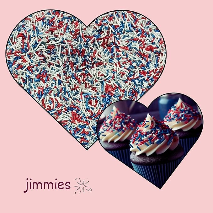 Confect Cake Mate Dessert Sprinkles – Red, Navy Blue & White Vermicelli Sprinkles – Edible Toppings for Cake Decorating, Cupcakes, Cookies & Ice Cream | Vegan, Gluten-Free, Soy-Free, Dairy-Free, Palm Oil-Free- 4.2 Oz
