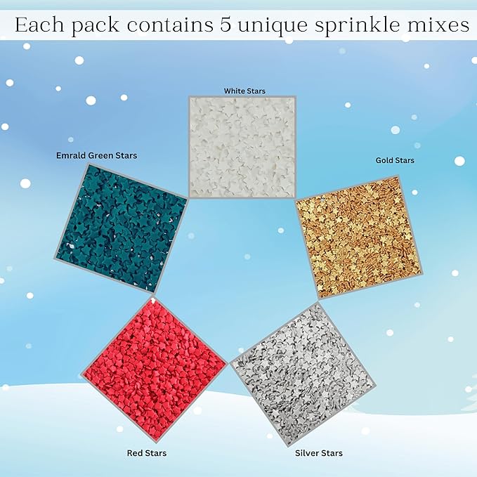 Confect Christmas Sprinkles | White, Red, Silver, Gold & Holly Green Mix | Edible Holiday Sprinkles for Cakes, Cupcakes & Cookies | Festive Baking Decorations-5 Oz