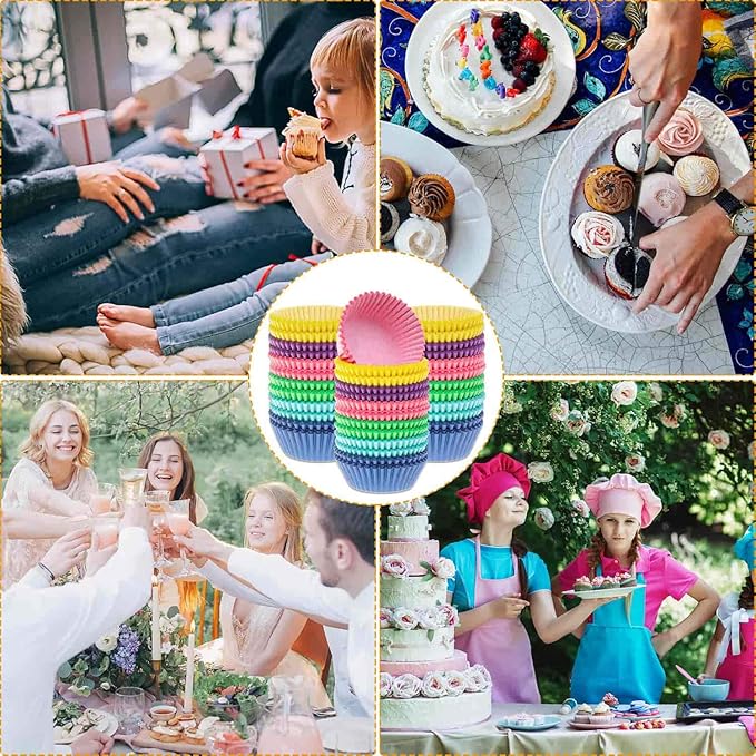Selizo 600 Pcs Cupcake Liners Cupcake Wrappers Cupcake Paper Baking Cups for Cake Balls, Muffins, Cupcakes and Candies, Assorted Bright Colors
