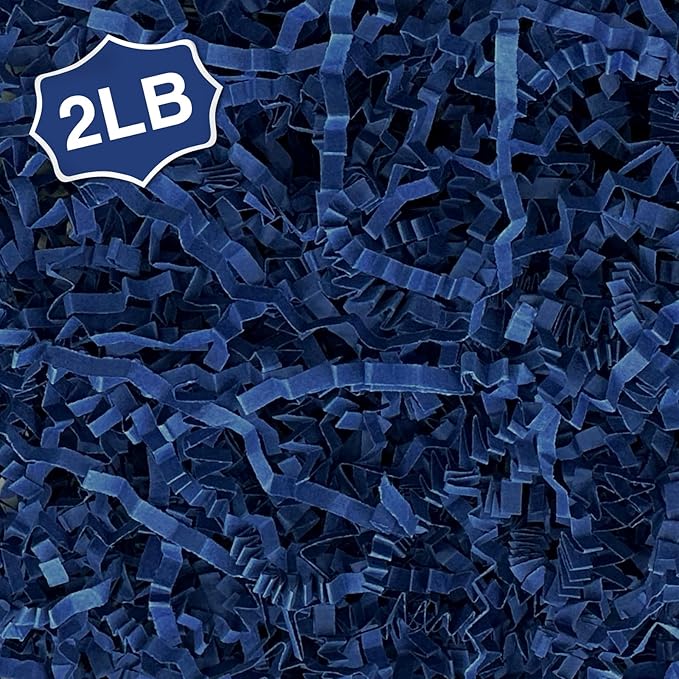 2LB Crinkle Cut Paper Shred Filler for Bag Gift Box Basket Confetti Paper Shreded Stuffing Decoration for Father's Day(Dark Blue)