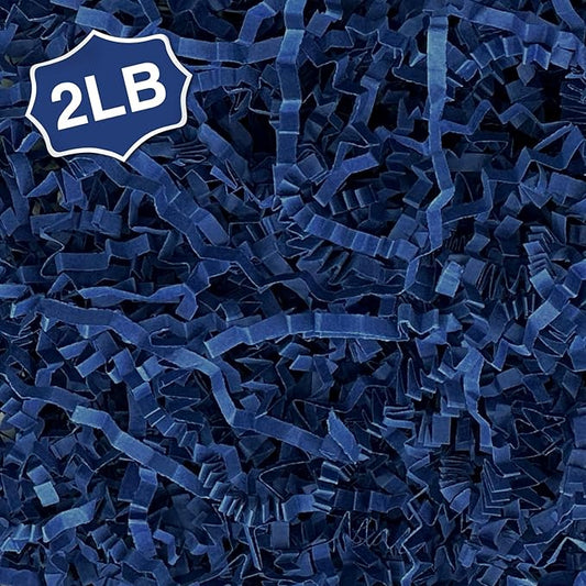 2LB Crinkle Cut Paper Shred Filler for Bag Gift Box Basket Confetti Paper Shreded Stuffing Decoration for Father's Day(Dark Blue)