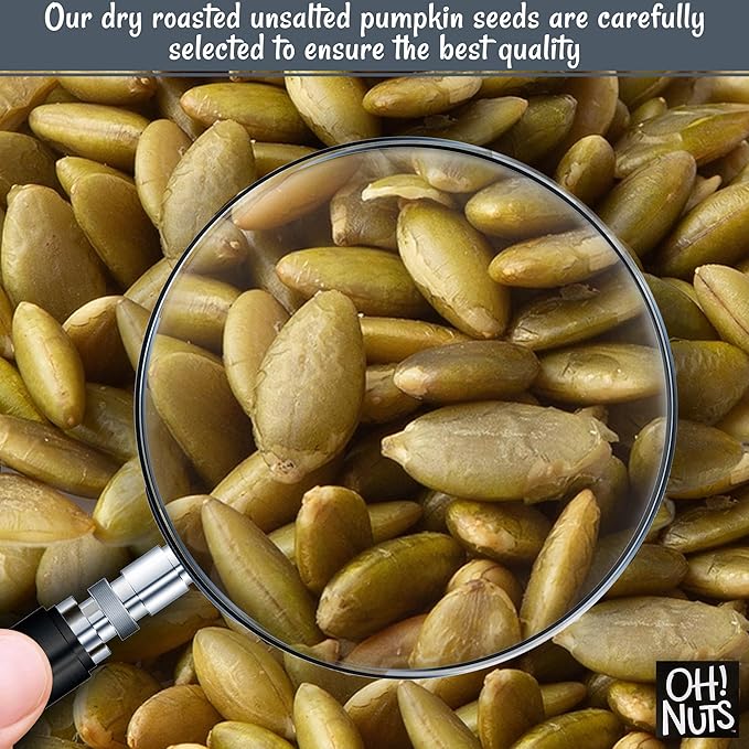 Oh! Nuts Pepitas Raw Unsalted Pumpkin Seeds - Resealable 5-Pound Bulk Bag - All-Natural Protein Power - Fresh, Healthy Snacks - Unshelled Pepitas