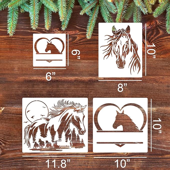 Animal Wood Burning Stencils for Painting 12” Horse Stencil Animal Stencils for Crafts T-Shirt Fabric Wood DIY
