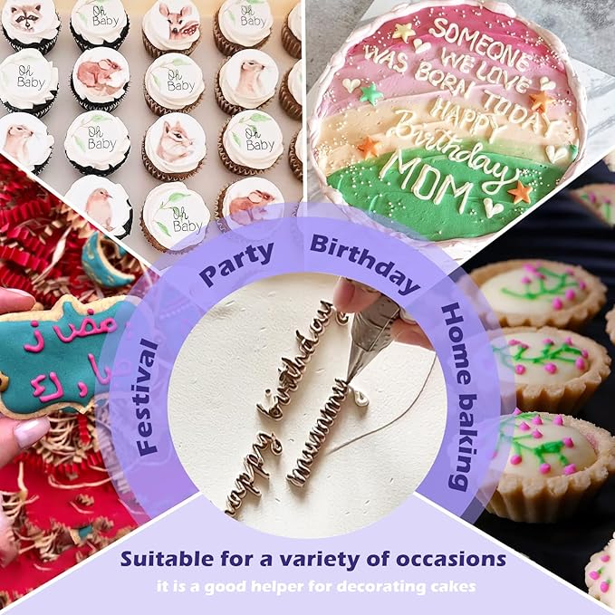 Hendiy 6 Pieces Round Piping Tips Set, Stainless Steel Icing Tips Cupcake Frosting Nozzles Small Decorating Piping Tip, Cake Writing Icing Decorating Tool for Cookies Cupcake