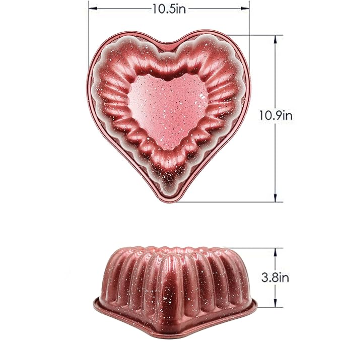 Kundalini Heart Cake Pan Red 10inch Non-Stick Heavy Duty Cake Pan for Christmas Wedding Valentine’s Day Party