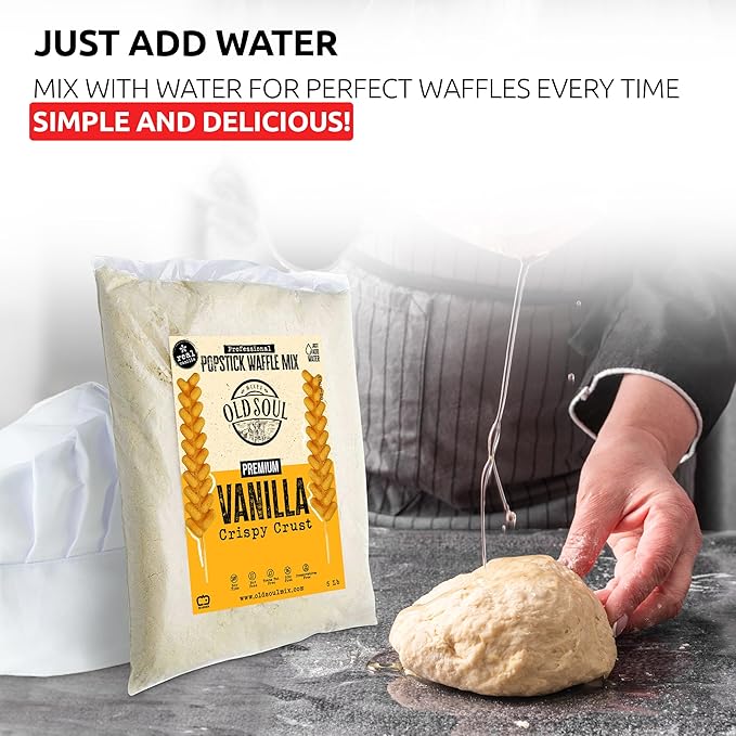 OldSoul Professional Popstick Waffle Mix | Stick Waffles Dough Mix | 30 Lbs | Vanilla Flavor | 672 Waffles (30 Lbs, Traditional)