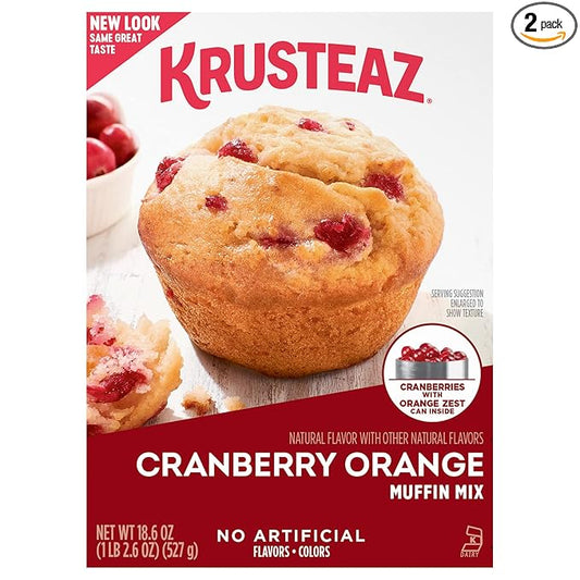 Krusteaz Cranberry Orange Muffin Mix, Contains Cranberries with Orange Zest 18.6 Ounce (Pack of 2)