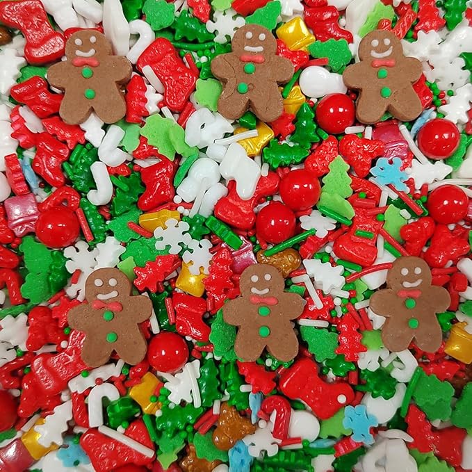 Homankit Christmas Sprinkles for Cake Decorating Edible Gingerbread Man Sprinkle Mix Cake Cupcake Toppers Cookie Dessert Decorations 3.53 Ounces