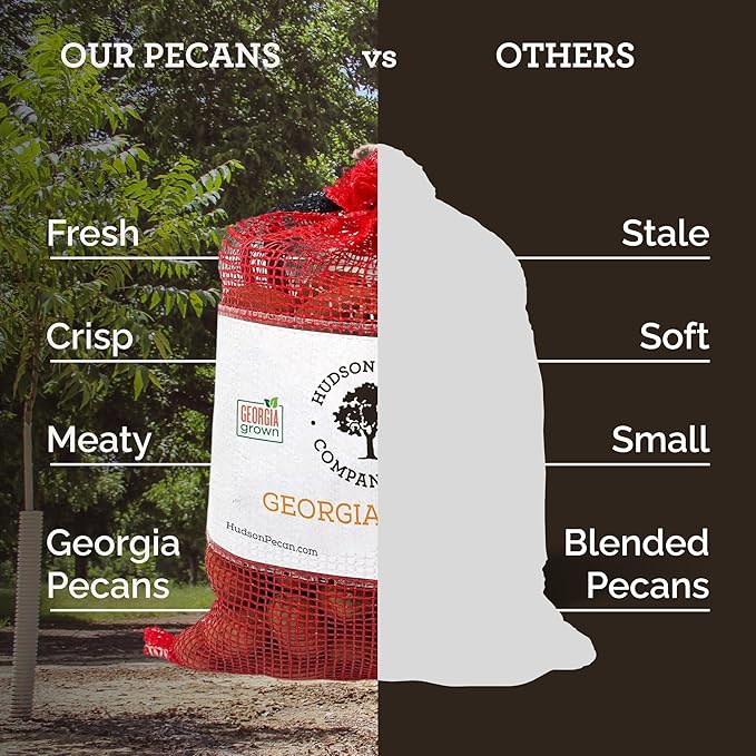 HUDSON PECAN: Georgia Grown Pecans, Classic In-Shell. Family-Owned, Premium Southern Unshelled Nuts. Slightly Sweet Flavor (Gluten-Free, Kosher, Keto Snack, Salad Topping or Baking Ingredient), 5lb Bag
