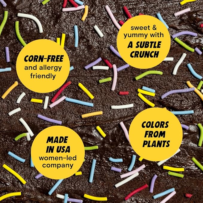 Supernatural Rainbow Crunchies Natural Sprinkles, Crunchy Organic Rainbow Sprinkles, No Artificial Dyes, Vegan, Soy & Gluten Free, Made in USA, 16oz