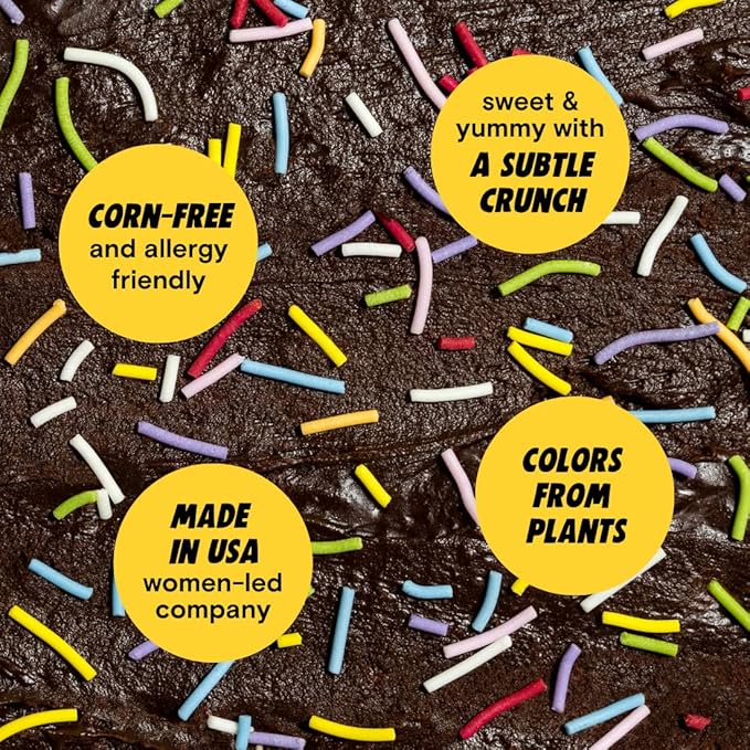 Rainbow Crunchies Natural Sprinkles by Supernatural, Made in USA, No Artificial Dyes, Soy Free, Gluten Free, Vegan, 3oz