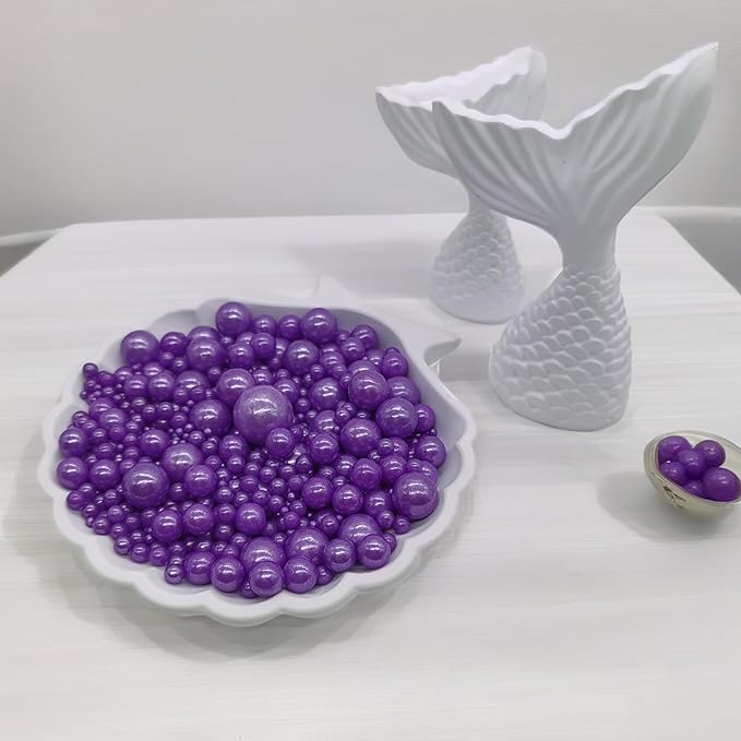 Edible Purple Sugar Pearls Sprinkles Candy Mix Size Pearls Cake Decorations Cupcake Toppers Decorating Perfect for Wedding Party Valentine Christmas Supplies 4.58OZ