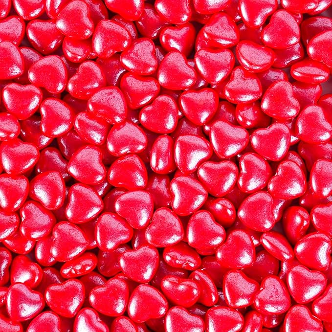 Red Heart Sprinkles for Cake Decorating 4.23 oz Edible Red Hearts Sugar Candy Sprinkles for Cookies Chocolate Ice Cream Cupcake Topper Perfect for Wedding Valentine’s Day, Wedding, Christmas & Holiday