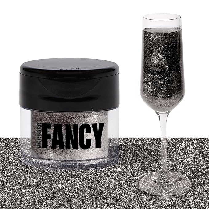 Fancy Sprinkles Onyx Black Premium Edible Glitter, 100% Edible Glitter for Sparkling Food & Drinks No Taste or Texture (4gm)