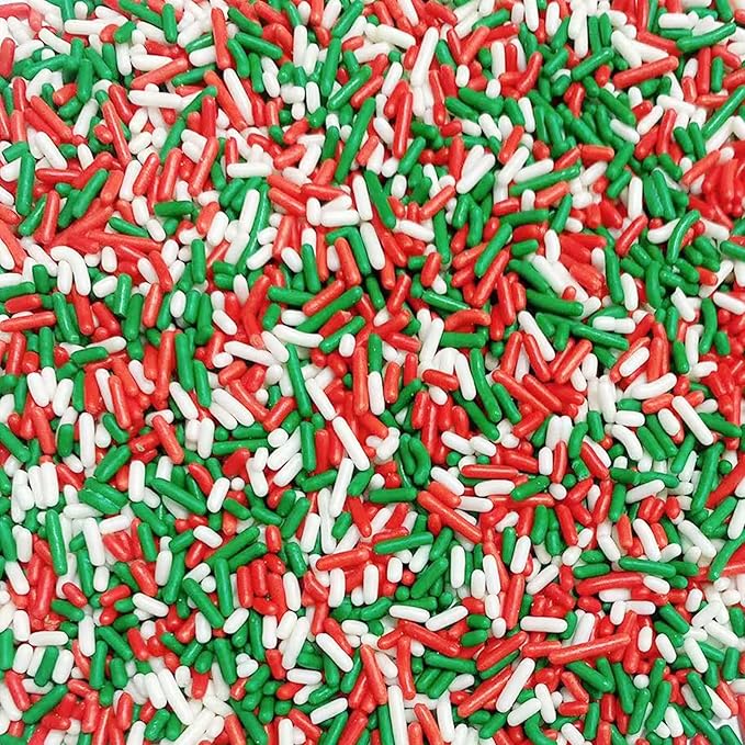 Sentovac Christmas Soft Jimmies Sprinkles Edible for Cake Decorating Red Green White Sprinkles Sugar Candy Cookie Cupcake Topper Ice Cream Baking Decorations Wedding Christmas Supplies 3.35oz