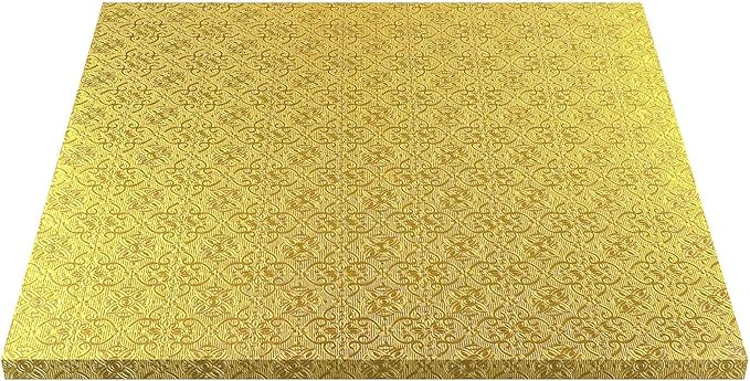 O'CREME Gold Square Cake Pastry Drum Board 1/2 Inch Thick, 8" x 8" - Pack of 5