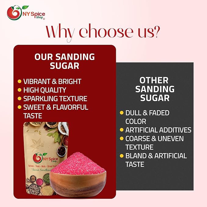 NY Spice Shop Christmas Red Sanding Sugar - 1 Pound Edible Holiday Sprinkles for Cake Decorating, Cupcakes and Cookies - Festive Baking Decorations for Christmas Desserts, Candy Dishes and Gift Treats