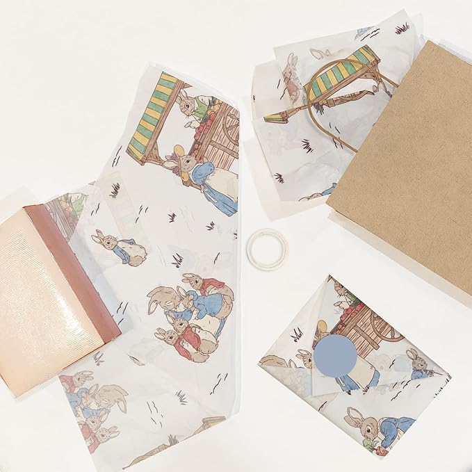 Pro Supply Global Peter Rabbit Printed Tissue Paper for Gift Bags or Boxes and Wrapping - Baby Shower Bulk Decorative Art Tissue Paper for Packaging and Gifting | 24 Sheets 20" x 30"