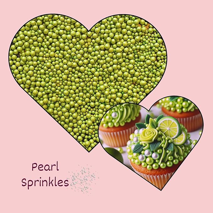 Confect Love Disco Balls Decorative Pearl Sprinkles, Metallic Lime Green, Cake Decorating Balls | Vegan, Gluten-Free, Soy-Free, Dairy-Free, Palm Oil-Free – 4.2 Oz