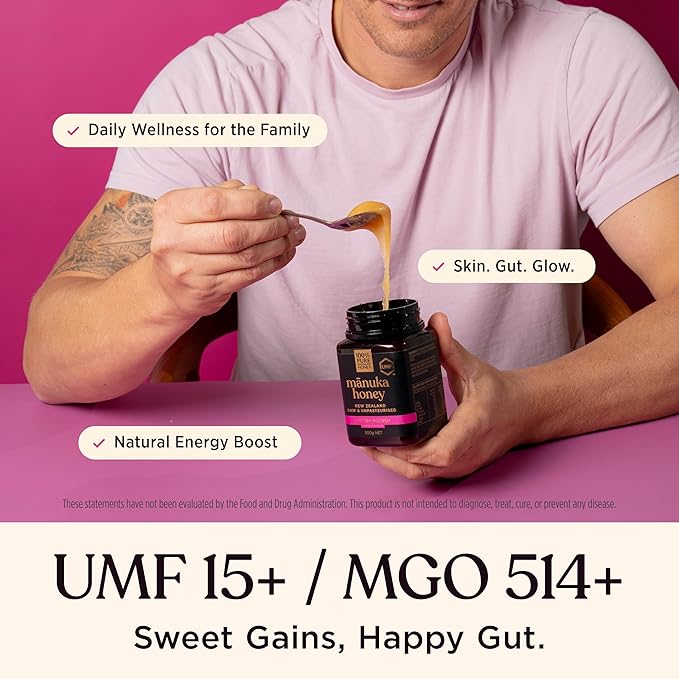 Manuka Honey UMF 15+ (MGO 512+) 100% Pure New Zealand - Certified Award Winning New Zealand Raw Manuka Honey Premium Grade, 17.6 Ounce (500g)