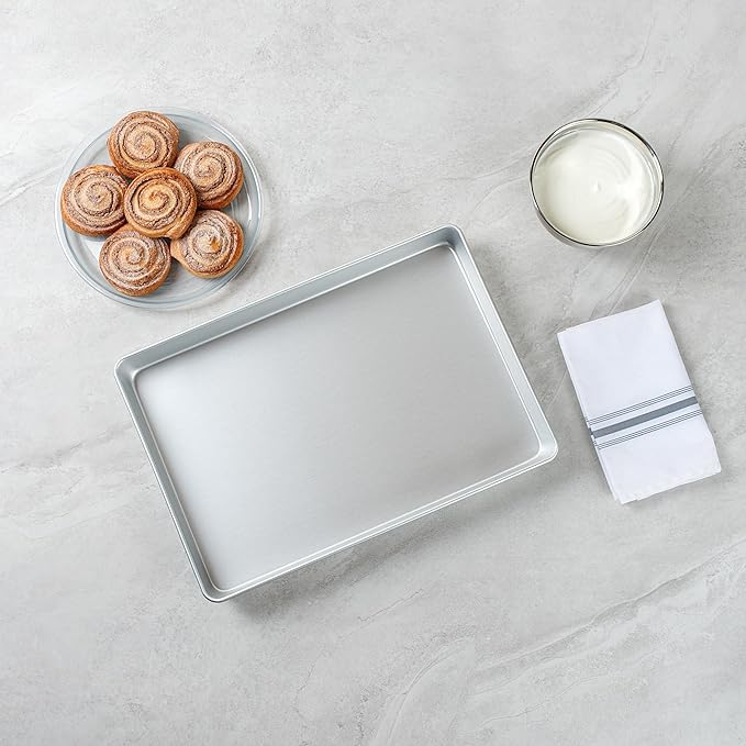 Restaurantware-Met Lux 18 x 12 x 2 Inch Straight-Sided Baking Tin, 1 Rectangular Cake Pan - Oven-Ready, Freezable, Anodized Aluminum Baking Sheet Cake Pan, Greaseproof, For Birthday