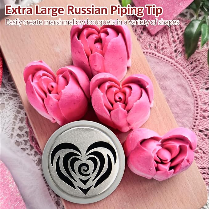 Extra Large Russian Piping Tips for Marshmallows Stainless Steel Flower Frosting Nozzles many styles Cake Decorating Baking tool for Buttercream, Cupcakes Cookies(SL86)