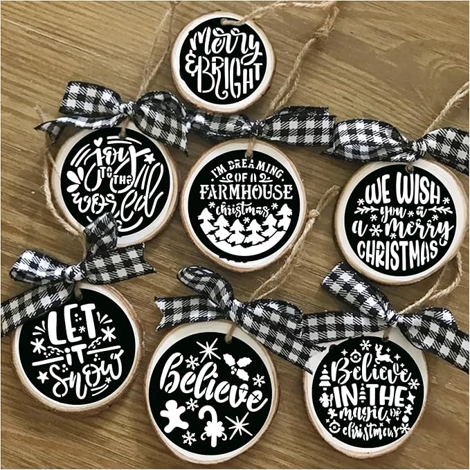 60pcs Christmas Stencils for Painting on Wood 3 Inch Small Nativity Ornament Reusable Holiday Xmas Drawing Stencil Templates for Wood DIY Crafts Card Paper Gift Home (Christmas Word)
