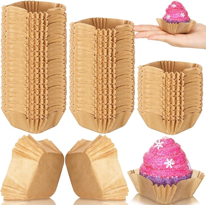 Tanlade 350 Pcs Square Mini Cupcake Liners Disposable Brownie Baking Pan Liners Paper Baking Cup for Cup and Cupcakes Party Supplies for Weddings Birthdays Bridal(Craft)