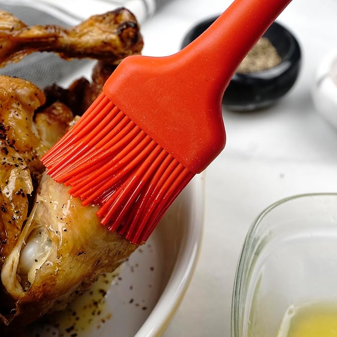 RSVP International Silicone Basting Brush, Red, 8.75" | Gently Spreads Butter, Sauces, Marinades, & More | Dishwasher Safe & Heat Resistant | BBQ Grill, Baking, Preparing Meats
