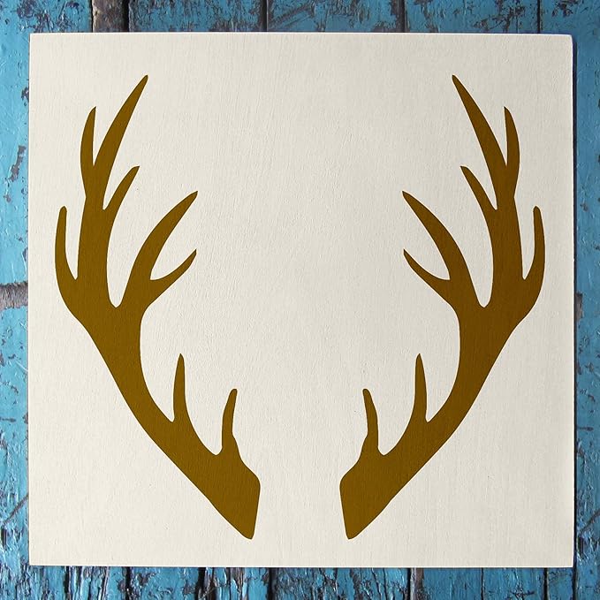 Stencil1 Deer Antlers Stencil – Reusable Winter Template for DIY Crafts, Holiday Decor, Painting on Wood, Fabric, Cards & More - 5.75" x 6"