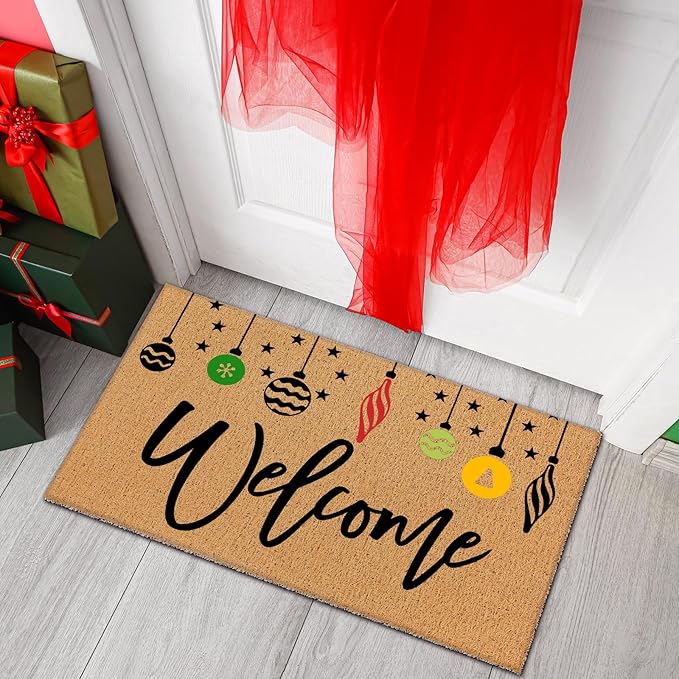 Dunzy 16 Pcs Christmas Stencils for Door Mats Crafts Reusable Merry Christmas Welcome Templates Large Stencil for Painting on Wood Sign Wall Doormat DIY Project