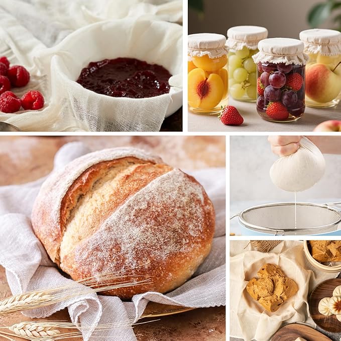 30 PCS Reusable Cheese Cloths for Straining, 20x20 Inch, Organic Cotton Cheese Cloths Unbleached,Cheese Cloth Reusable With Hemmed Edge for Straining Liquid,Cheese Making,Juicing,Baking,Cooking Turkey