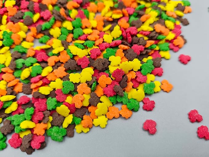 Edible Colorful Fall Mini Maple Leaves Thanksgiving Confetti Sprinkles for Cake Decorating Cookie Cupcake Topper Baking Autumn Decorations, 3.7 oz